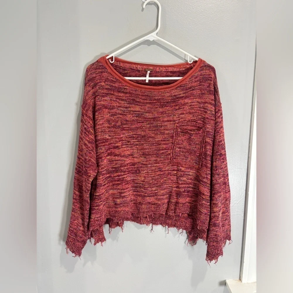 Free People Prism Space Dye Sweater Knit Pullover Linen Blend XS Boho Bohemian